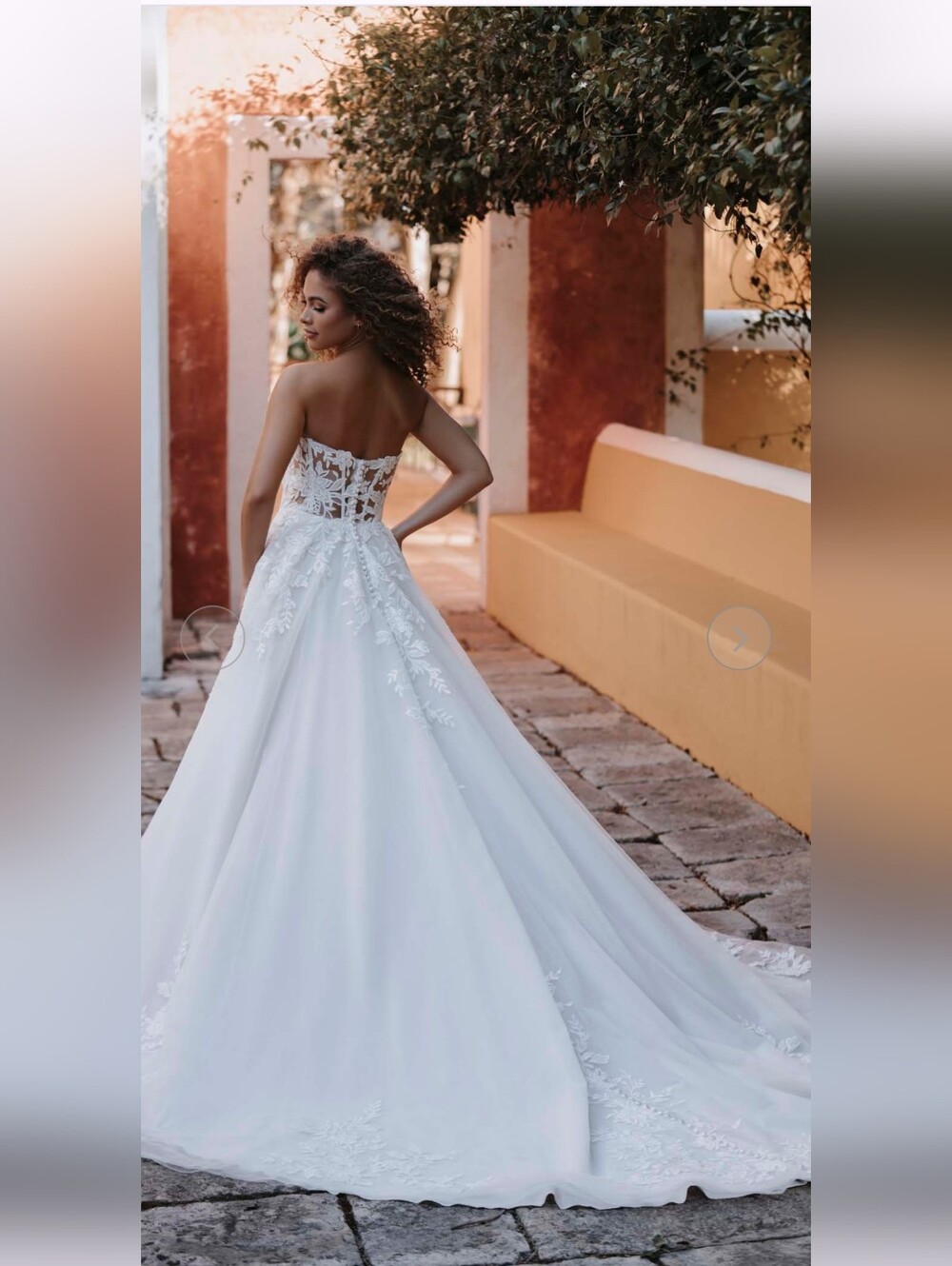 Strapless Lace Appliqué Wedding Gown - Allure Romance 3550L - Picture 5 of 8